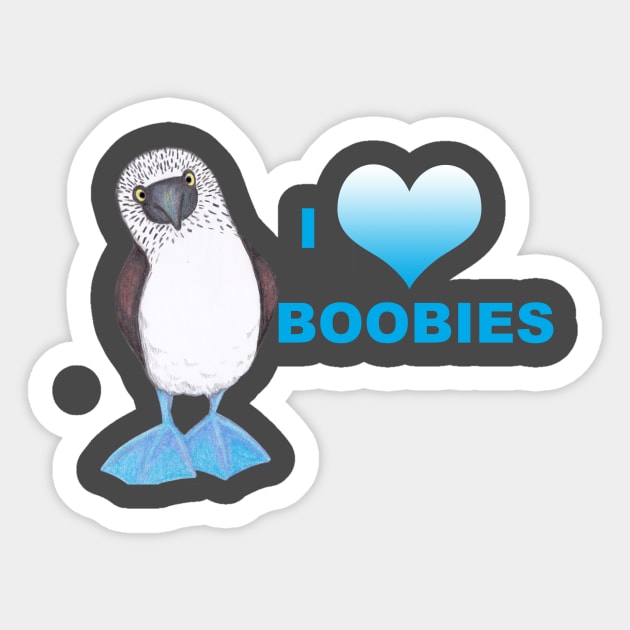 I Heart Boobies Sticker by Frank Herrera